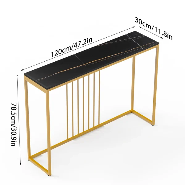 47.2" Extra Long Console Table Sintered Top Gold Metal Leg Sofa Table for Hallway Entryway - Image 6