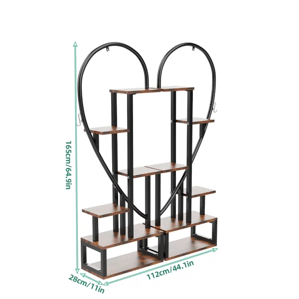 6 Tier Metal Plant Stand, Creative Half Heart Shape Ladder Plant Stands for Indoor Plants Multiple, Black Plant Shelf Rack - Image 6