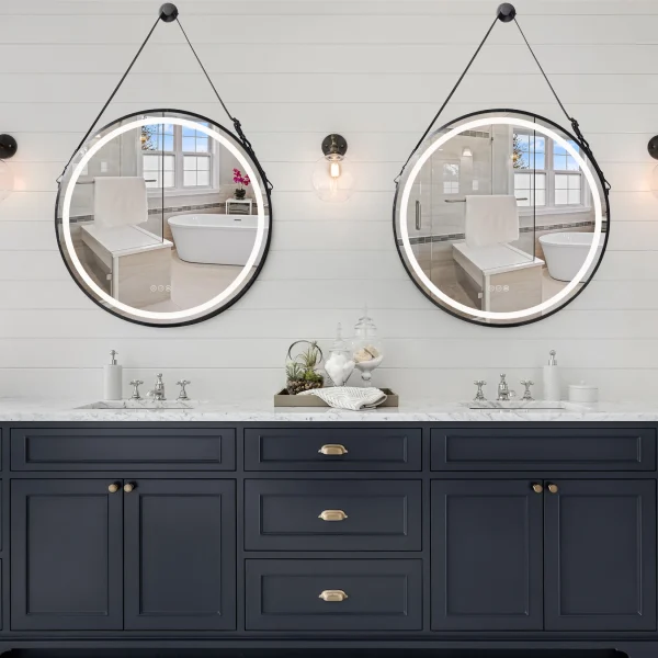 Frame Round Bathroom Mirror, with Light,Wall Mounted Lighted Vanity Mirror, Anti-Fog & Dimmable Touch Switch - Image 2