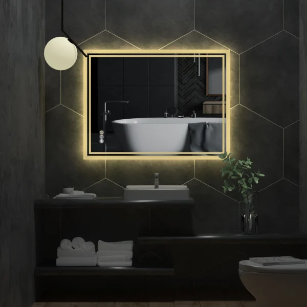 LED Backlit Mirror Bathroom Vanity with Lights,Anti-Fog,Dimmable,CRI90+,Touch Button,Water Proof,Horizontal/Vertical - Image 2