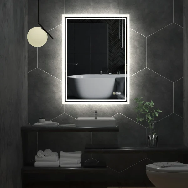 LED Backlit Mirror Bathroom Vanity with Lights,Anti-Fog,Dimmable,CRI90+,Touch Button,Water Proof,Horizontal/Vertical - Image 3