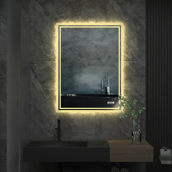 LED Backlit Mirror Bathroom Vanity with Lights,Anti-Fog,Dimmable,CRI90+,Touch Button,Water Proof,Horizontal/Vertical - Image 4