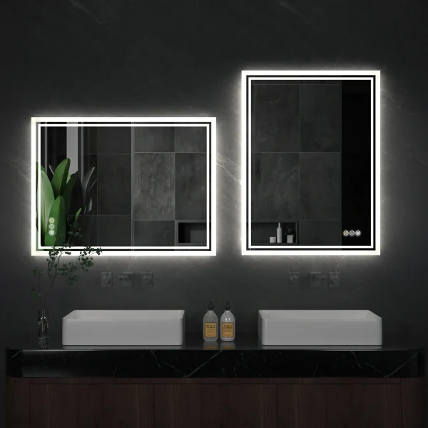 LED Backlit Mirror Bathroom Vanity with Lights,Anti-Fog,Dimmable,CRI90+,Touch Button,Water Proof,Horizontal/Vertical