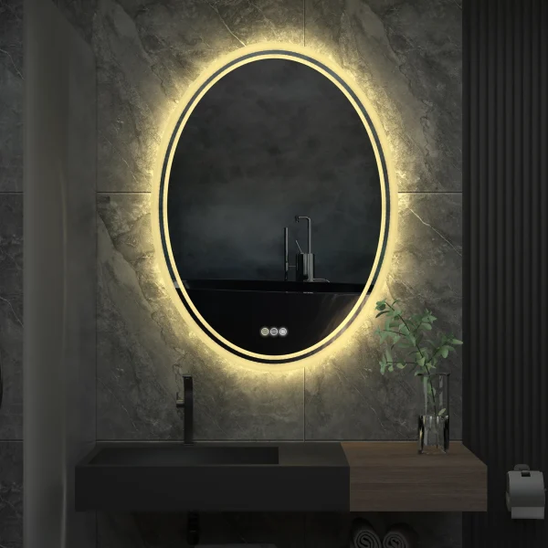 Modern Round LED Vanity Bathroom Mirror - Anti-Fog Dimmable Dimmable Makeup Mirror Touch Control - Image 4