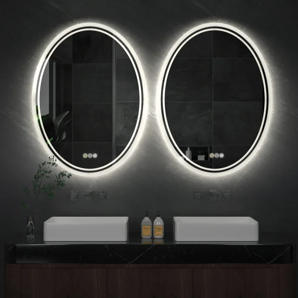 Modern Round LED Vanity Bathroom Mirror - Anti-Fog Dimmable Dimmable Makeup Mirror Touch Control