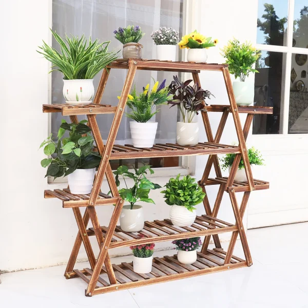 Large Triangular Wood Plant Stand Indoor 6 Tier Flower Pot Holder Shelf Corner Display Rack Organizer Shelves - Image 2