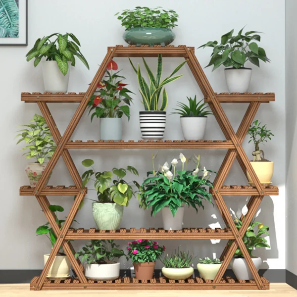 Large Triangular Wood Plant Stand Indoor 6 Tier Flower Pot Holder Shelf Corner Display Rack Organizer Shelves - Image 4