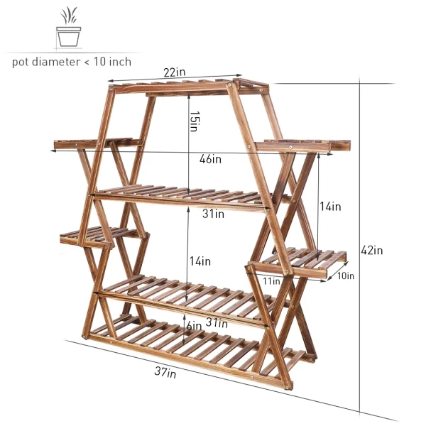 Large Triangular Wood Plant Stand Indoor 6 Tier Flower Pot Holder Shelf Corner Display Rack Organizer Shelves - Image 6