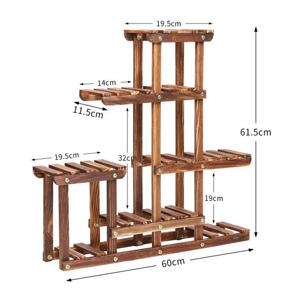 Multi-tiered Plant Stand 6 Tiers Pine wood Succulent Pots Planter-Indoor/Outdoor Display Rack - Image 2