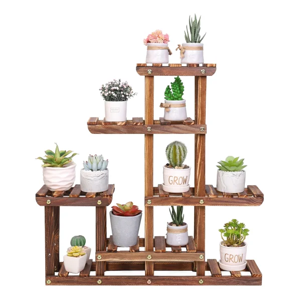 Multi-tiered Plant Stand 6 Tiers Pine wood Succulent Pots Planter-Indoor/Outdoor Display Rack - Image 3