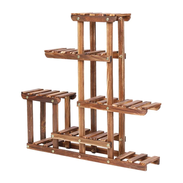 Multi-tiered Plant Stand 6 Tiers Pine wood Succulent Pots Planter-Indoor/Outdoor Display Rack - Image 5