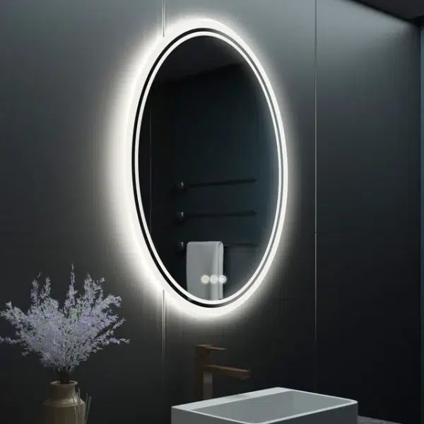 Modern Round LED Vanity Bathroom Mirror - Anti-Fog Dimmable Dimmable Makeup Mirror Touch Control - Image 2