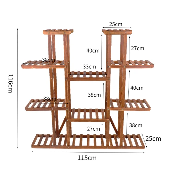 Multi-Tier Wood Plant Stand 46"-Holds Up to 16 Pots-Indoor/Outdoor - Image 3