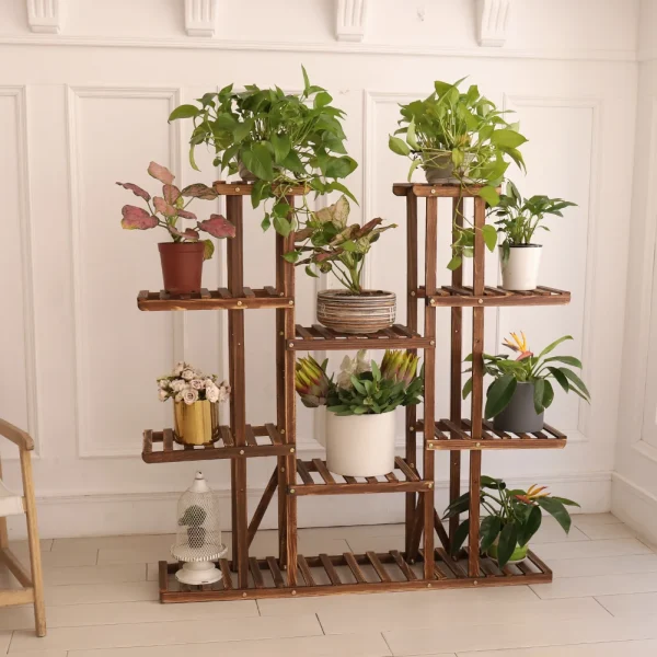 Multi-Tier Wood Plant Stand 46"-Holds Up to 16 Pots-Indoor/Outdoor - Image 4